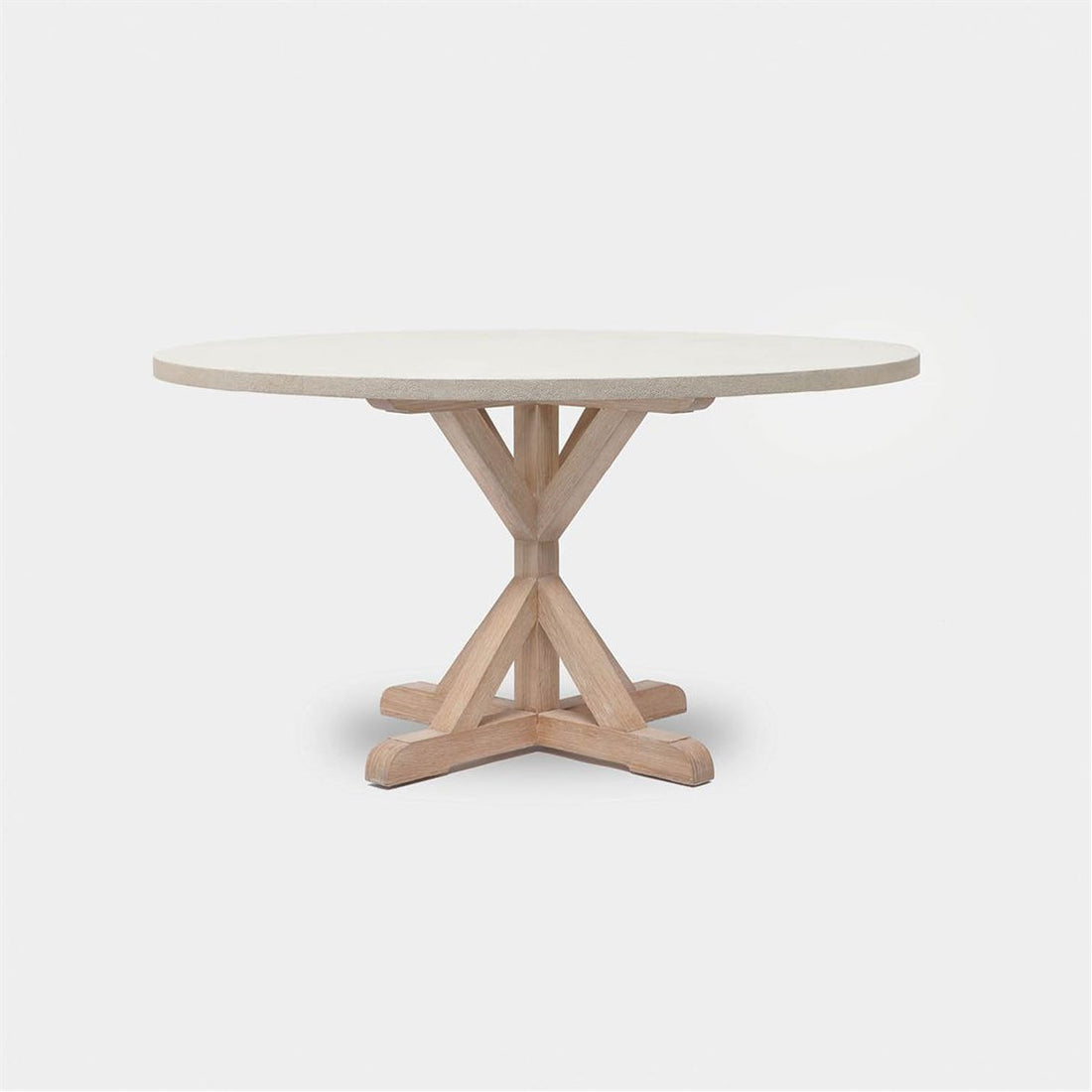 Made Goods Dane Round Farm Dining Table in Faux Belgian Linen