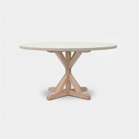 Made Goods Dane Round Farm Dining Table in Faux Belgian Linen