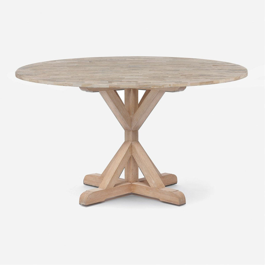 Made Goods Dane Round Farm Dining Table in Warm Gray Marble