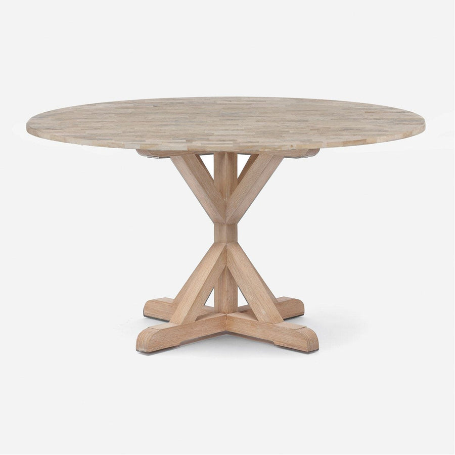 Made Goods Dane Round Farm Dining Table in Warm Gray Marble