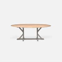 Made Goods Dane Oval Farm Dining Table in White Cerused Oak