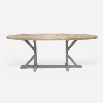 Made Goods Dane Oval Farm Dining Table in Stone