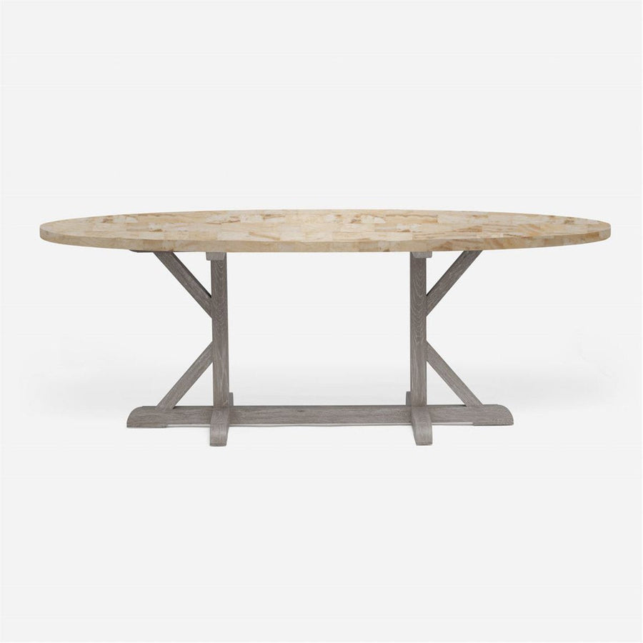 Made Goods Dane Oval Farm Dining Table in Stone