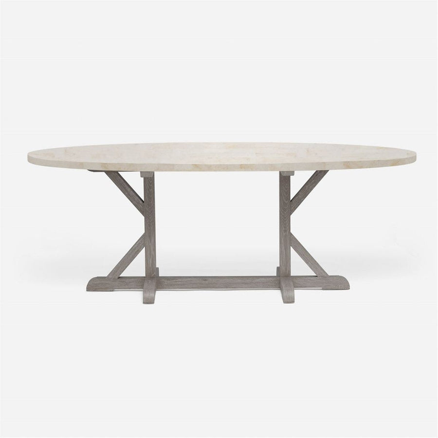 Made Goods Dane Oval Farm Dining Table in Stone