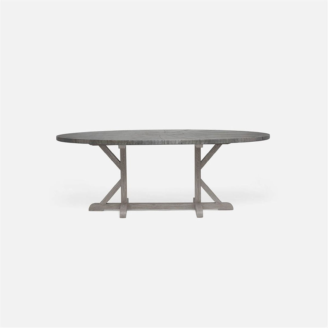 Made Goods Dane Oval Farm Dining Table in Zinc Metal