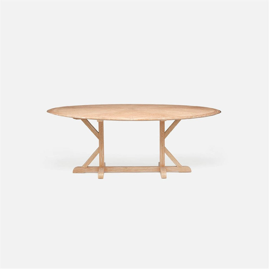 Made Goods Dane Oval Farm Dining Table in White Cerused Oak