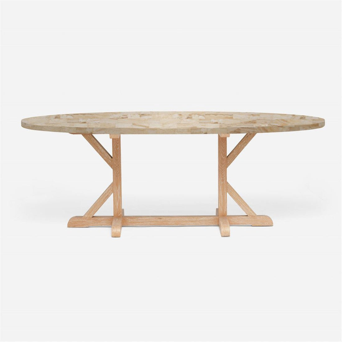 Made Goods Dane Oval Farm Dining Table in Stone