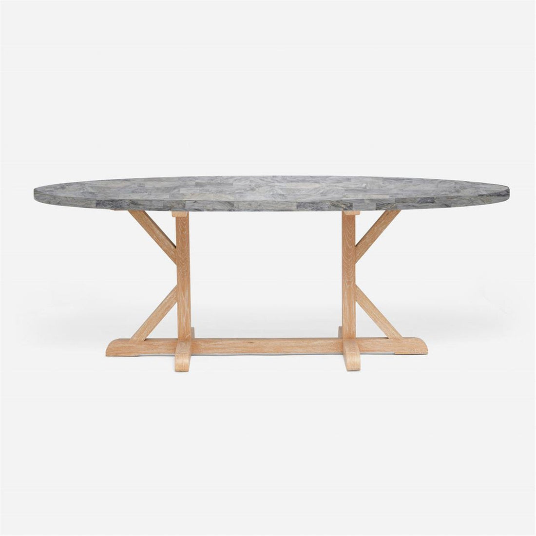 Made Goods Dane Oval Farm Dining Table in Stone