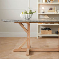 Made Goods Dane Oval Farm Dining Table in Zinc Metal