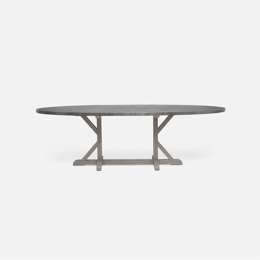 Made Goods Dane Oval Farm Dining Table in Zinc Metal