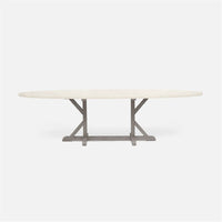 Made Goods Dane Oval Farm Dining Table in Faux Shagreen