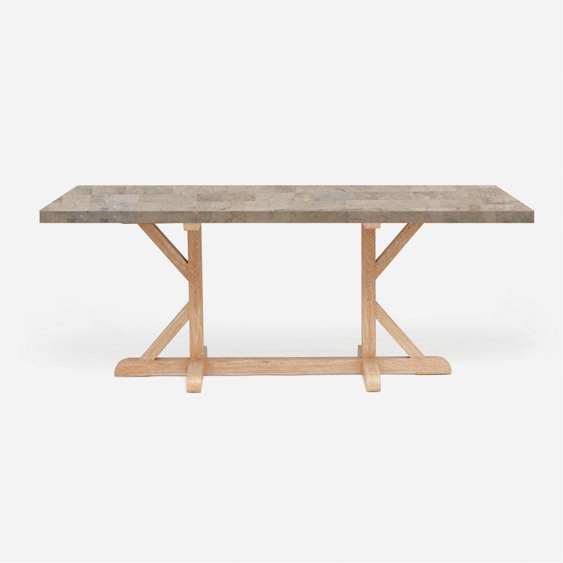 Made Goods Dane Rectangular Farm Dining Table in Warm Gray Marble