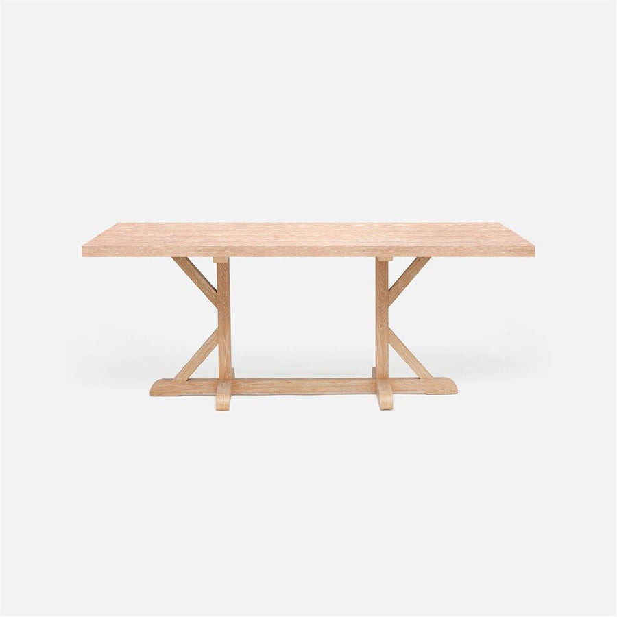 Made Goods Dane Rectangular Farm Dining Table in White Cerused Oak