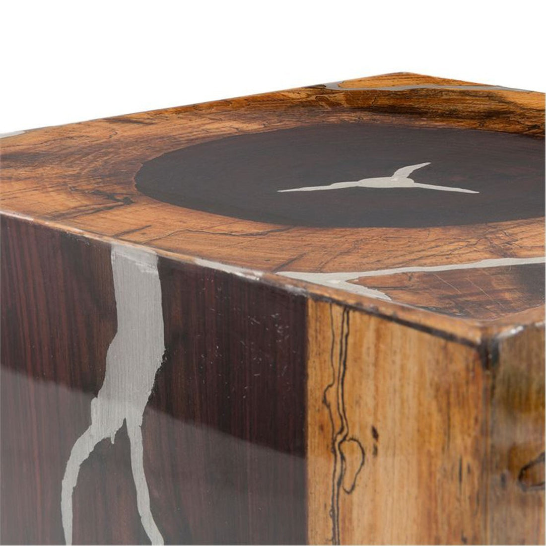 Made Goods Declan Wooden Stool with Metal Inlay