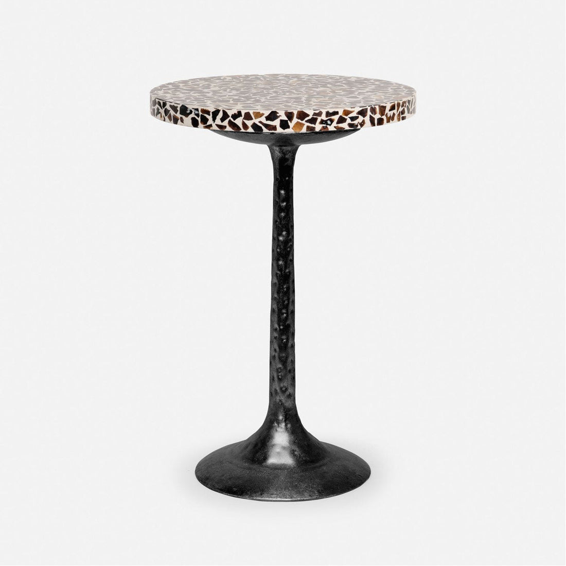 Made Goods Delancy Bistro Side Table in Black Pen Shell/White Resin