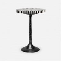 Made Goods Delancy Bistro Side Table in Black/White Striped Marble