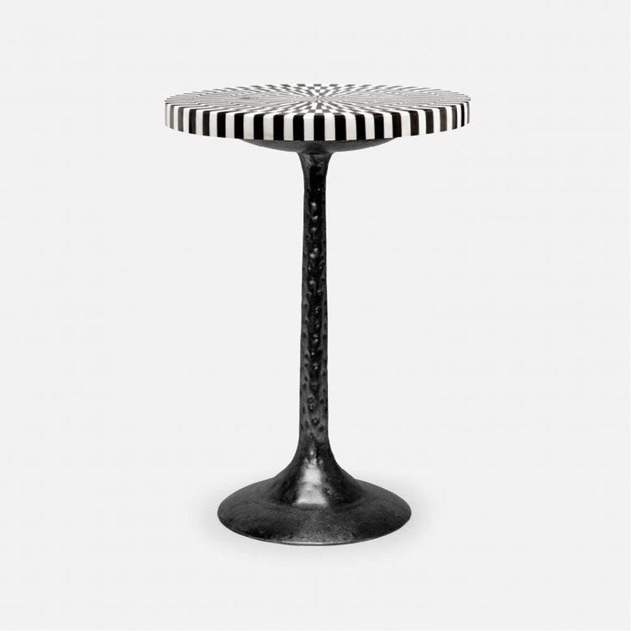 Made Goods Delancy Bistro Side Table in Black/White Striped Marble