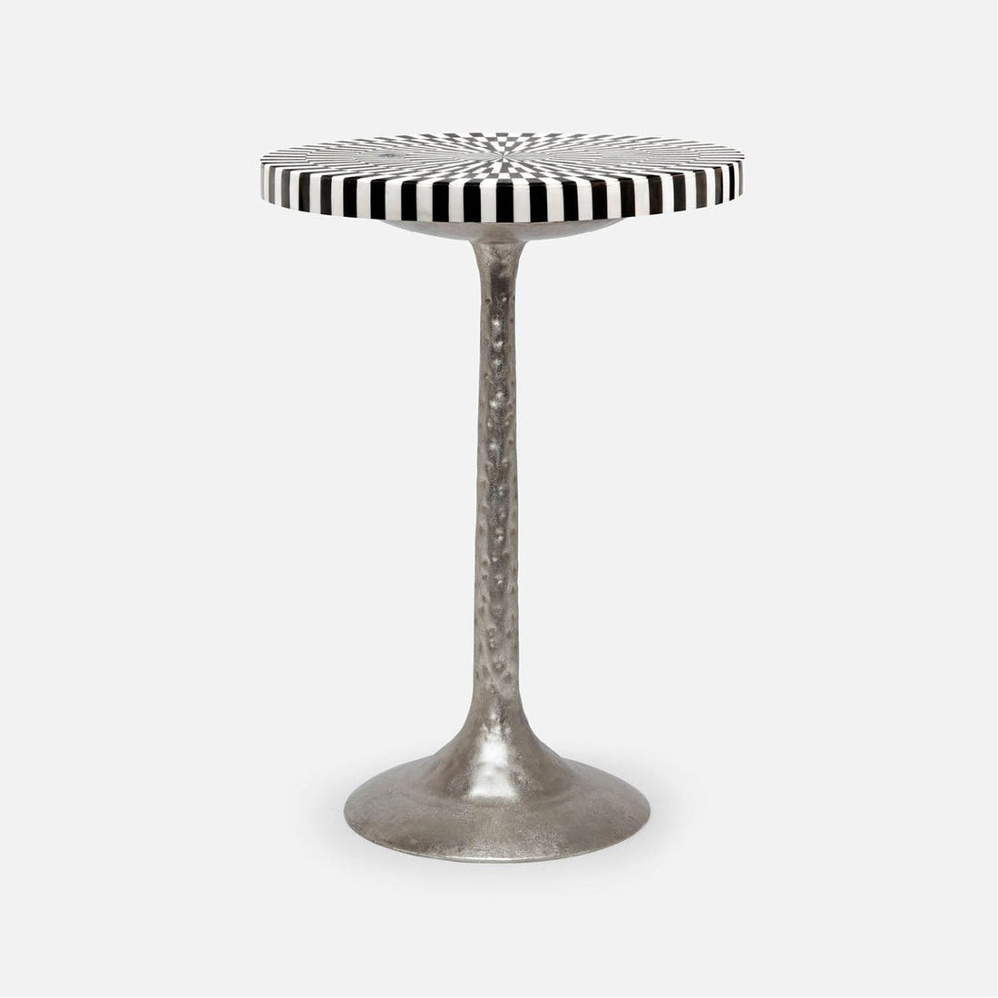 Made Goods Delancy Bistro Side Table in Black/White Striped Marble