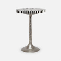 Made Goods Delancy Bistro Side Table in Black/White Striped Marble