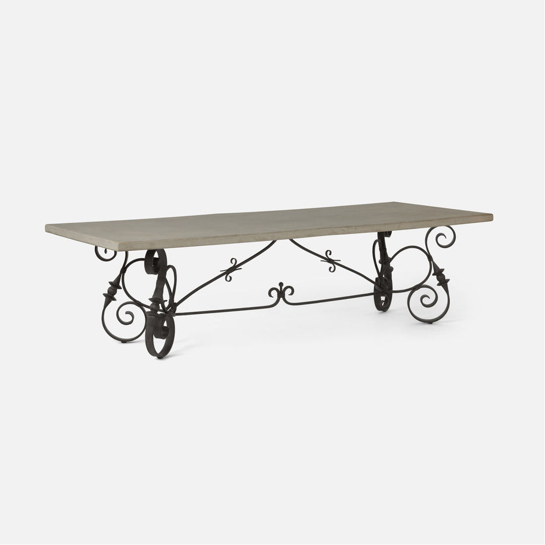 Made Goods Dion Outdoor Dining Table with Curlicue Metal Base