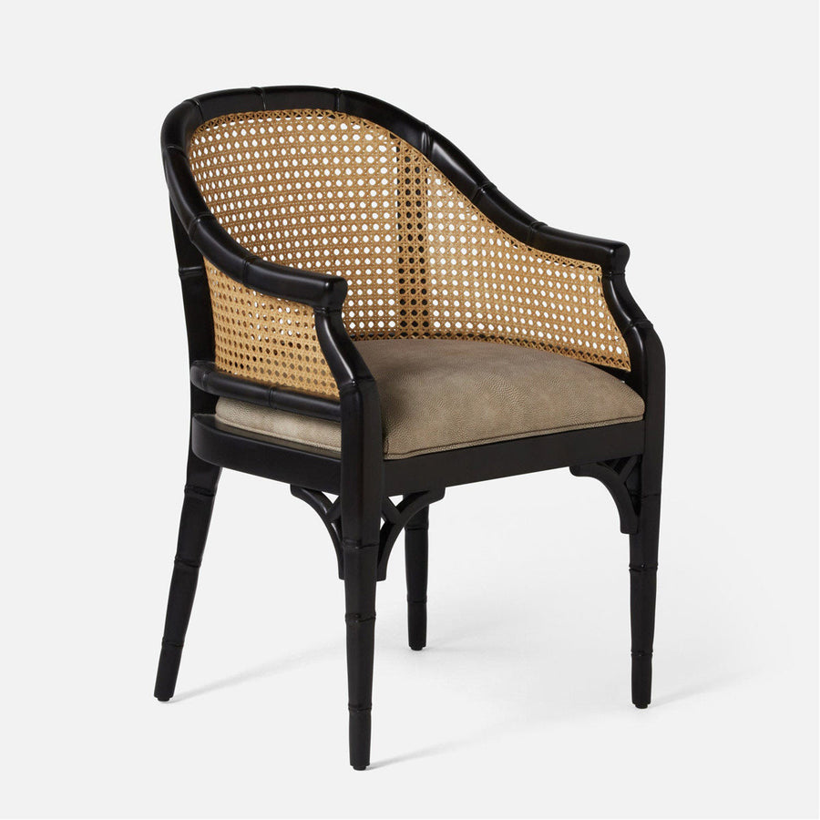 Made Goods Elena Cane-Back Barrel Dining Chair in Black