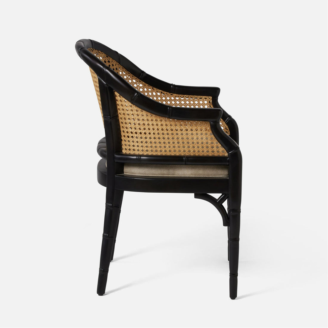 Made Goods Elena Cane-Back Barrel Dining Chair in Black