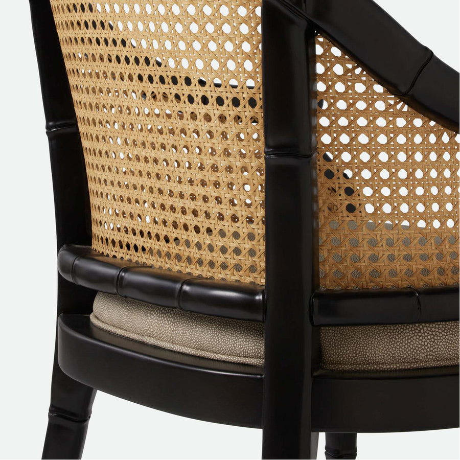 Made Goods Elena Cane-Back Barrel Dining Chair in Black