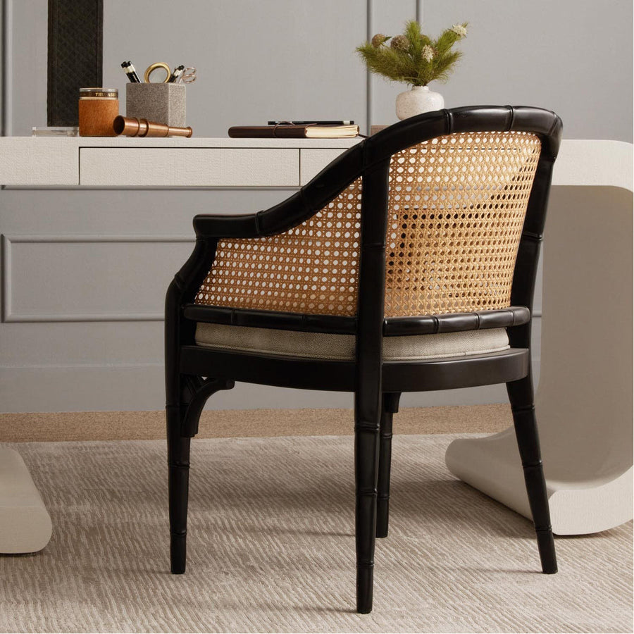 Made Goods Elena Cane-Back Barrel Dining Chair in Black