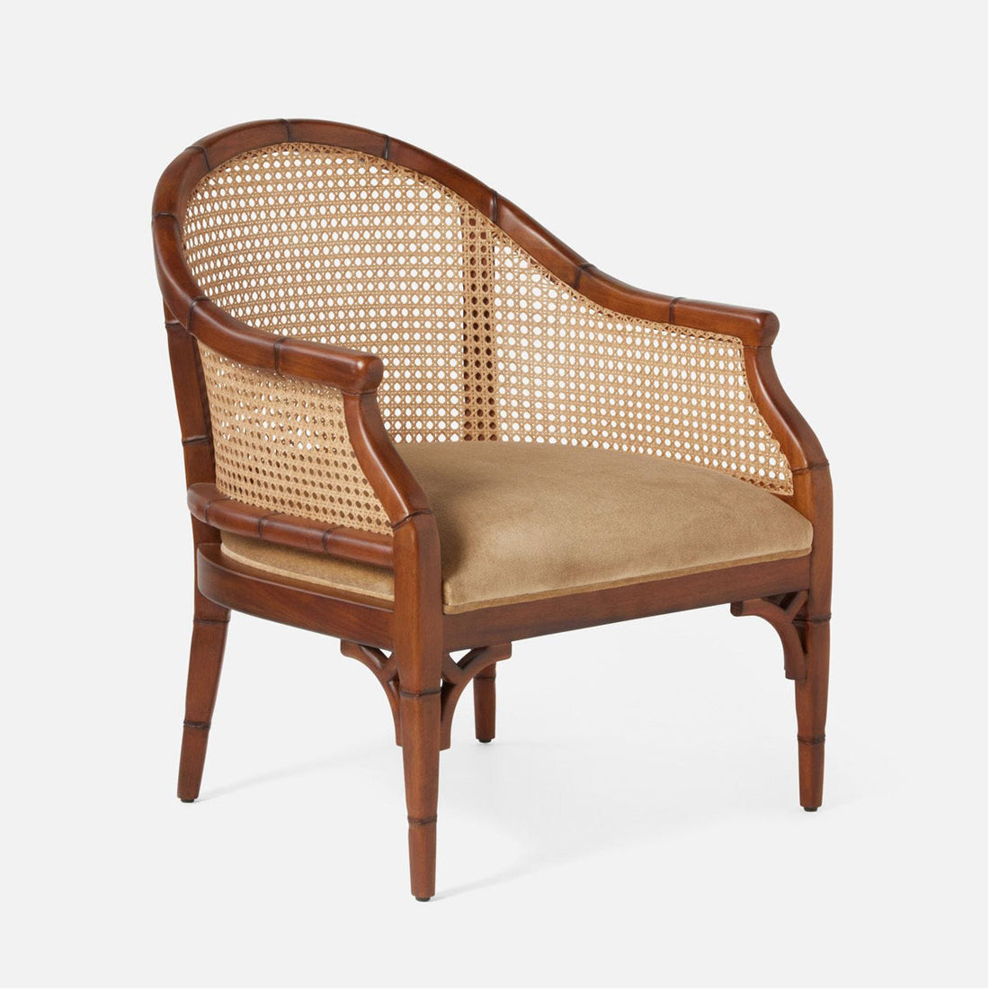 Made Goods Elena Cane-Back Barrel Lounge Chair in Brown