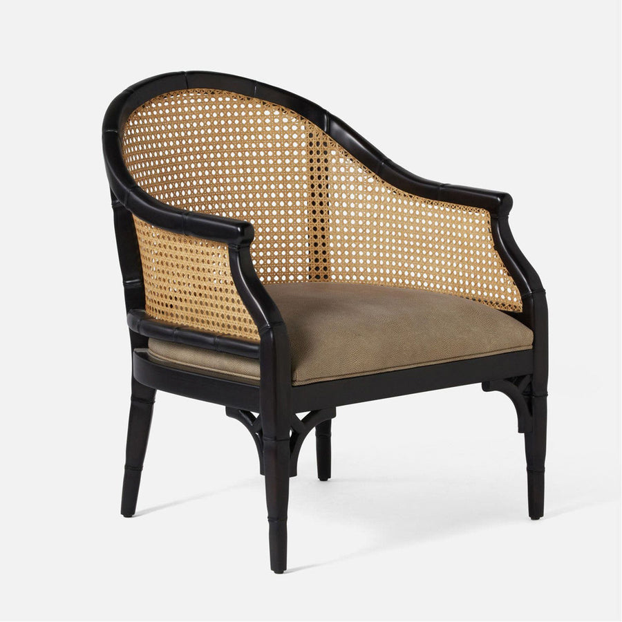 Made Goods Elena Cane-Back Barrel Lounge Chair in Black