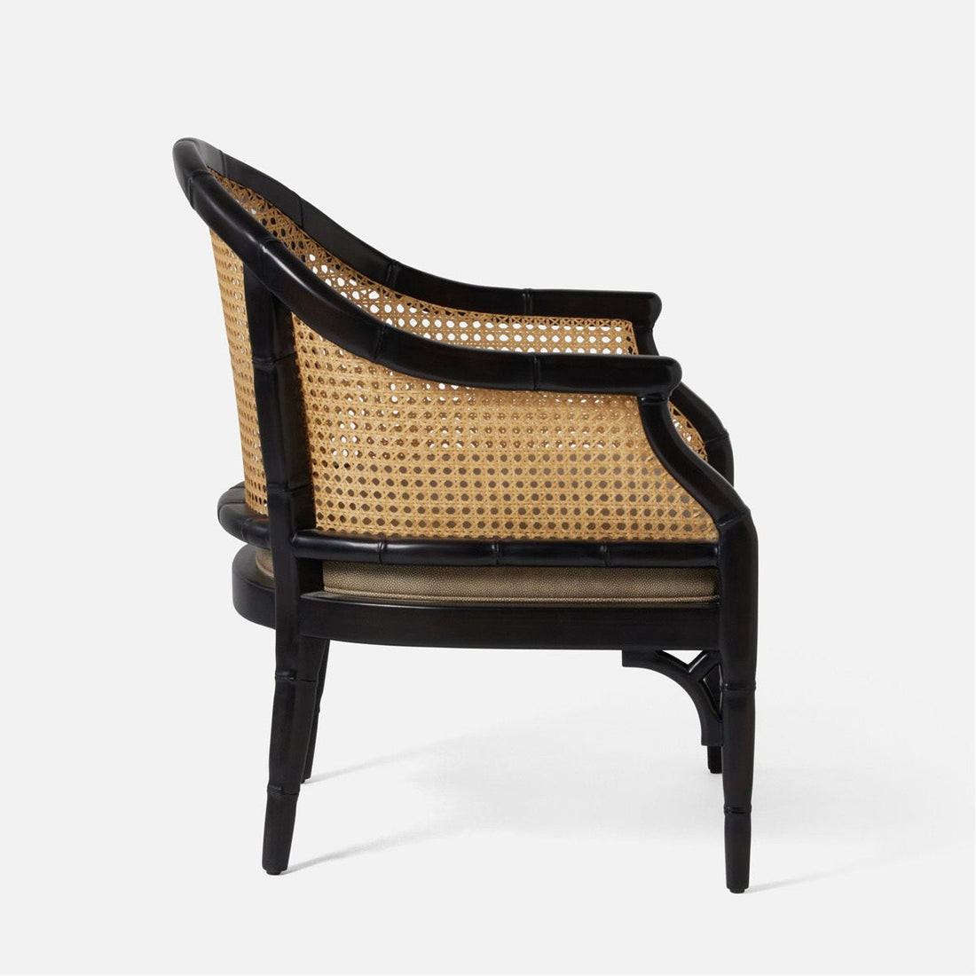 Made Goods Elena Cane-Back Barrel Lounge Chair in Black