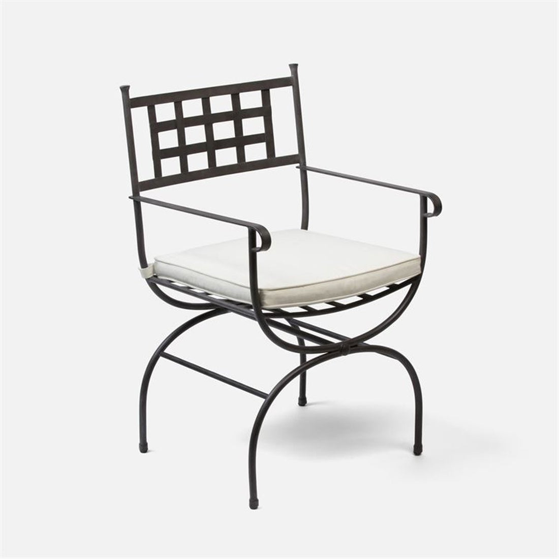 Made Goods Felix Metal Outdoor Dining Armchair in Volta Fabric