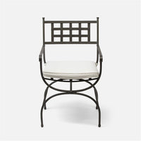 Made Goods Felix Metal Outdoor Dining Armchair in Marine Leather