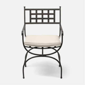 Made Goods Felix Metal Outdoor Dining Armchair in Havel Velvet