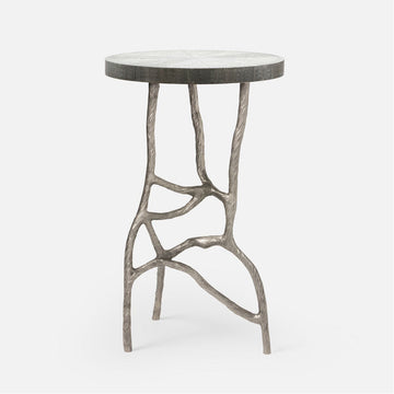 Made Goods Genevier Brass Side Table in Realistic Faux Shagreen