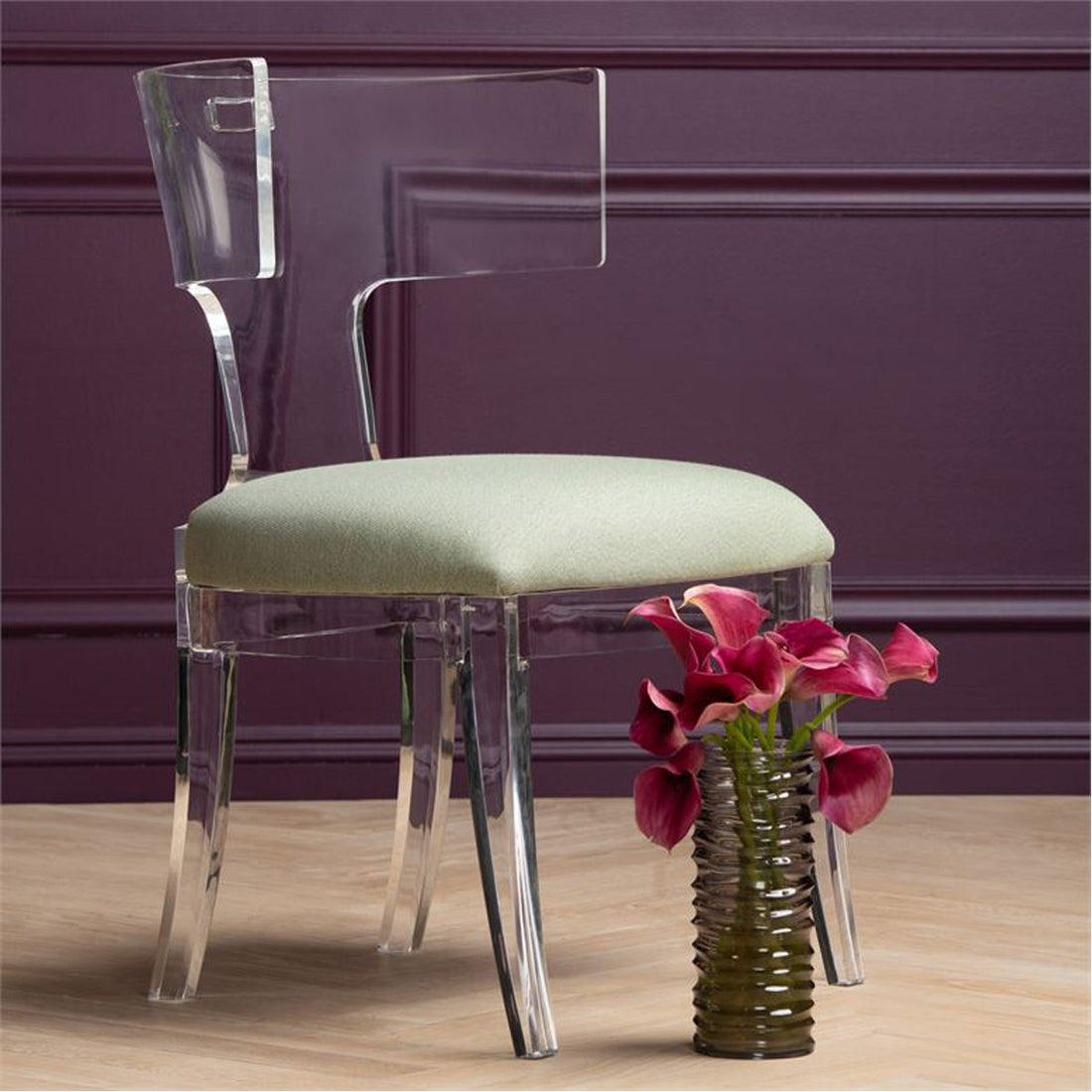 Made Goods Gibson Acrylic Wingback Dining Chair in Brenta Cotton/Jute