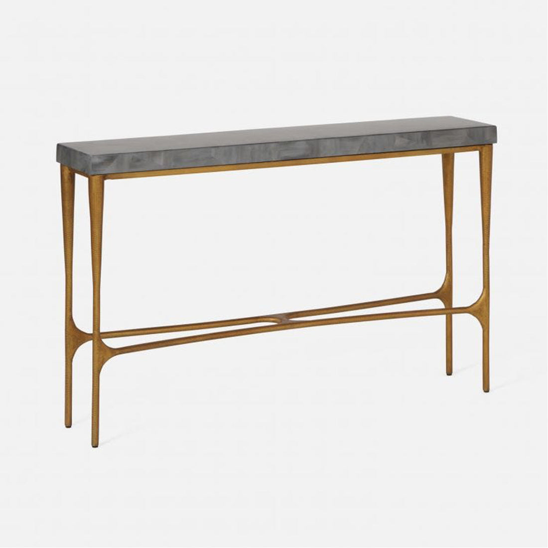 Made Goods Giordano Sculptural Console Table in Charcoal Faux Linen