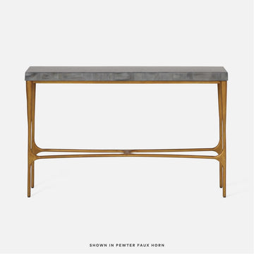 Made Goods Giordano Sculptural Console Table in Charcoal Faux Linen