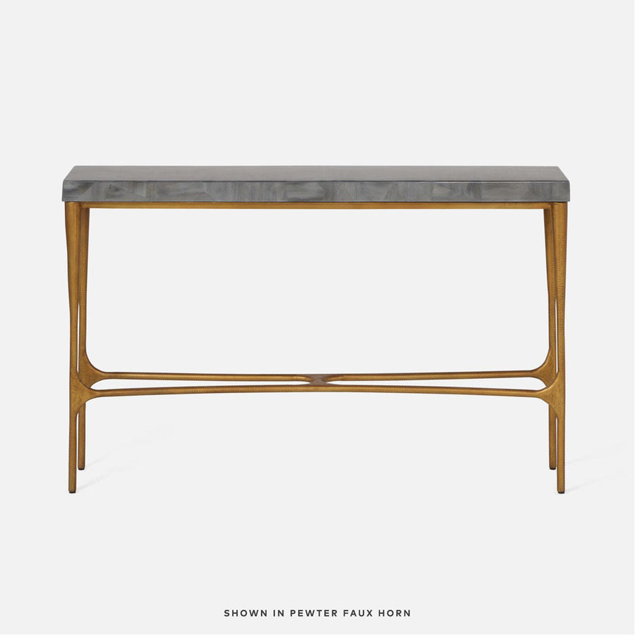 Made Goods Giordano Sculptural Console Table in Charcoal Faux Linen