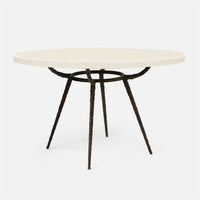 Made Goods Grace Pitted Iron Dining Table in Faux Belgian Linen