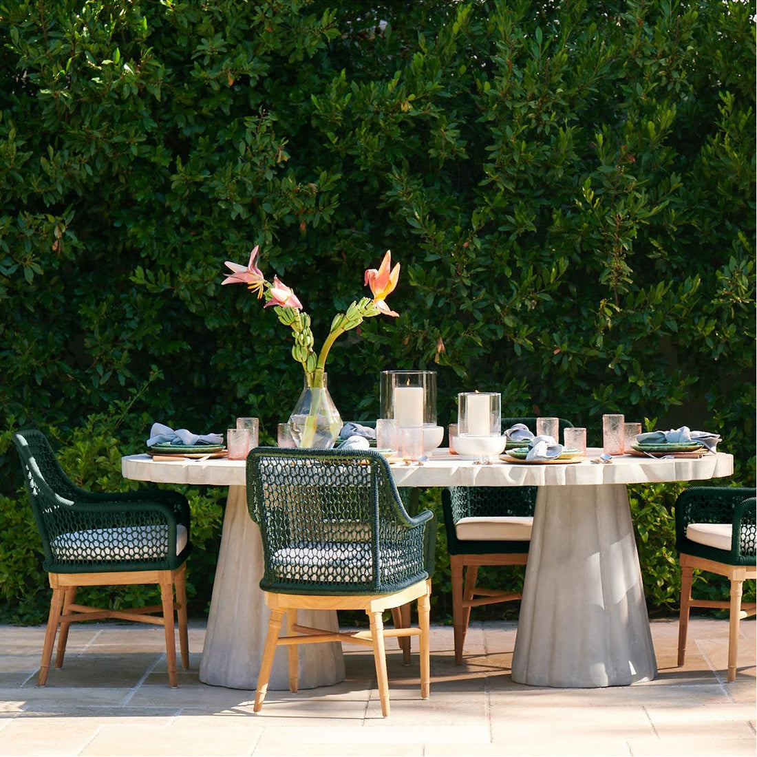 Made Goods Grady Oval Scalloped Concrete Outdoor Dining Table