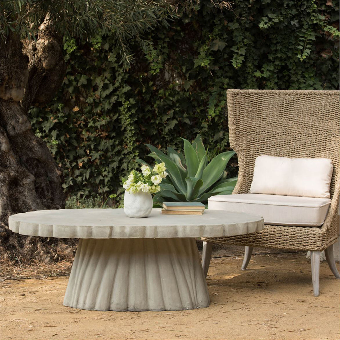 Made Goods Grady Scalloped Concrete Outdoor Coffee Table