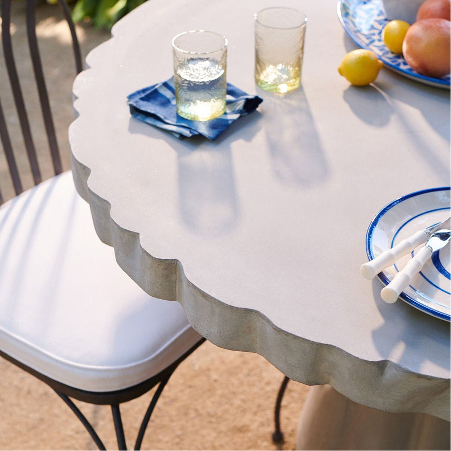 Made Goods Grady Round Scalloped Concrete Outdoor Dining Table