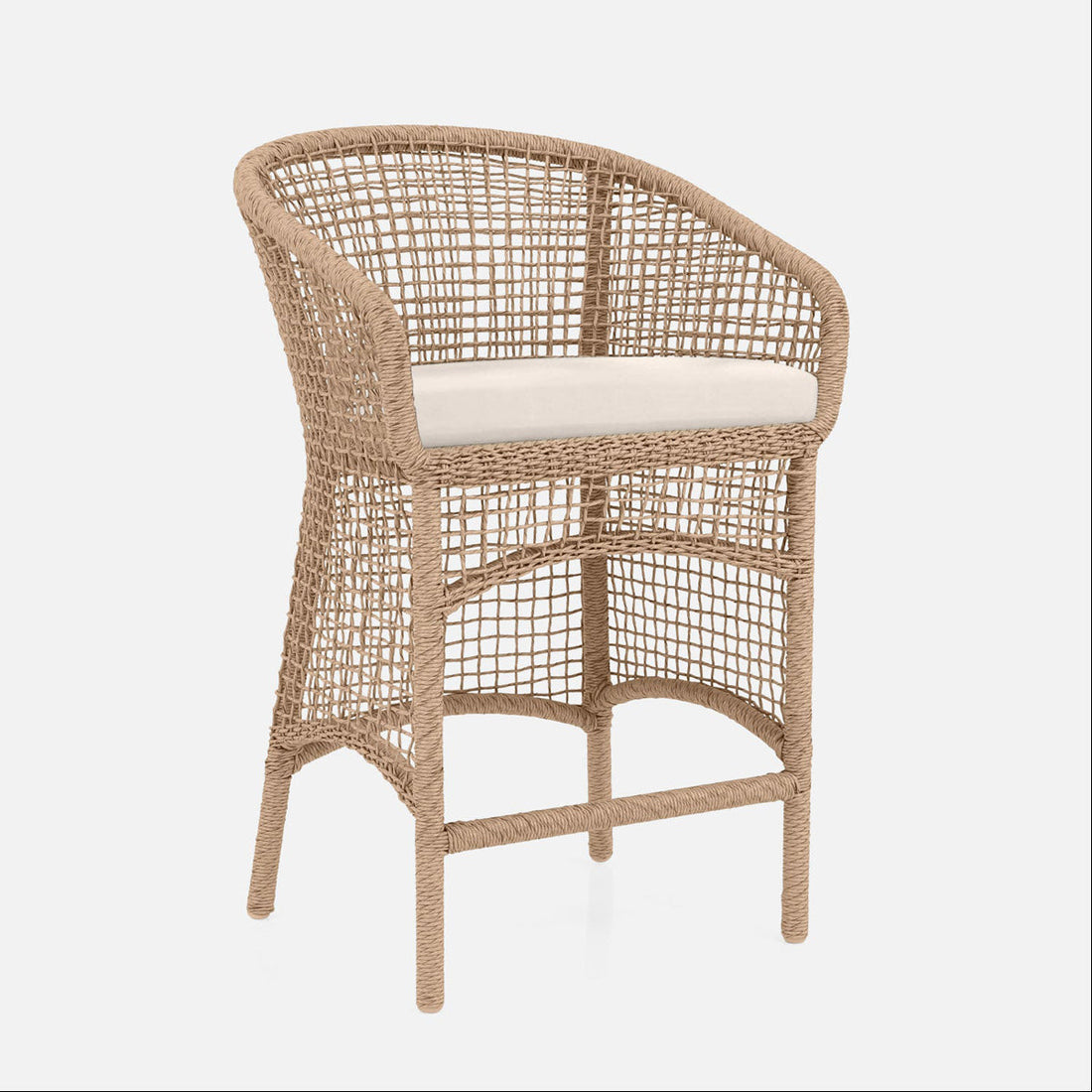 Made Goods Helena Open-Weave Barrel Outdoor Counter Stool in Weser