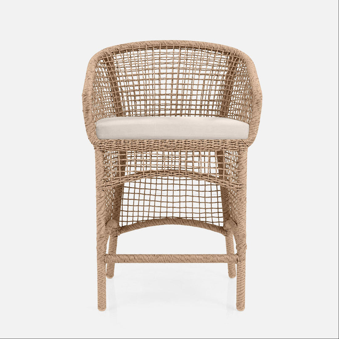 Made Goods Helena Open-Weave Barrel Outdoor Counter Stool in Danube