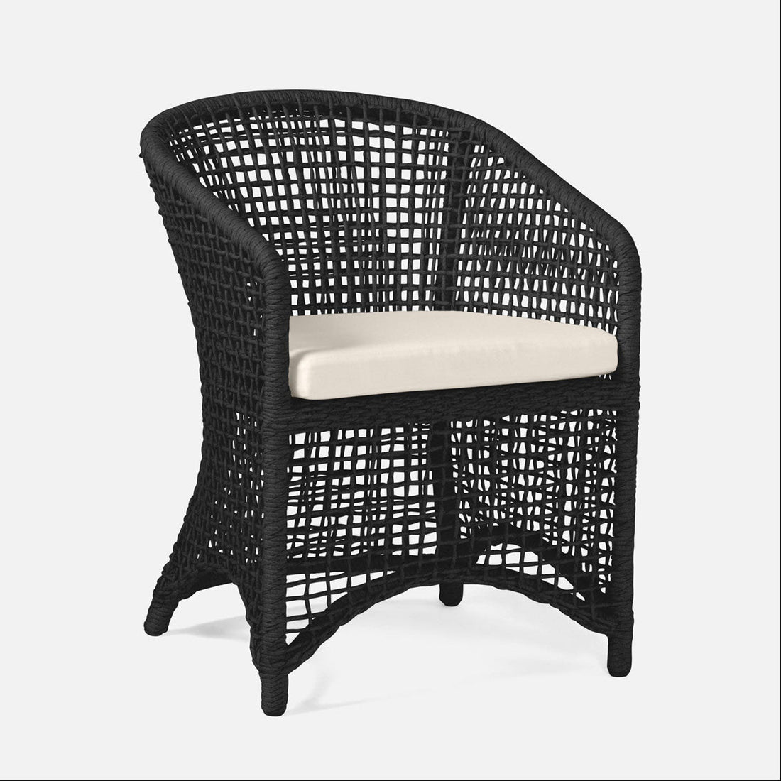 Made Goods Helena Open-Weave Barrel Outdoor Dining Chair in Danube