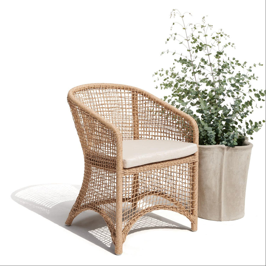 Made Goods Helena Open-Weave Barrel Outdoor Dining Chair in Pagua