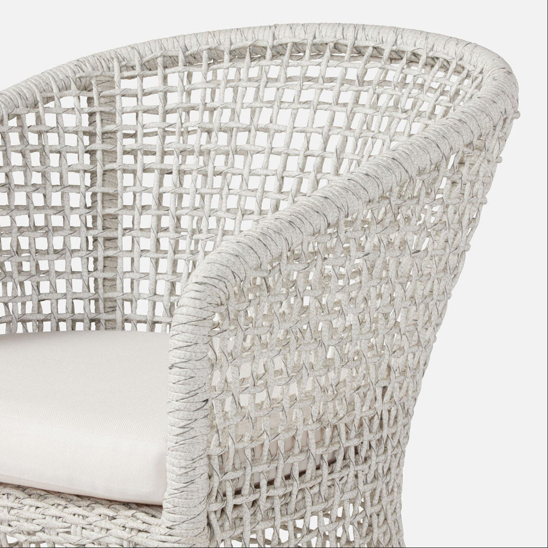 Made Goods Helena Open-Weave Barrel Outdoor Dining Chair in Danube