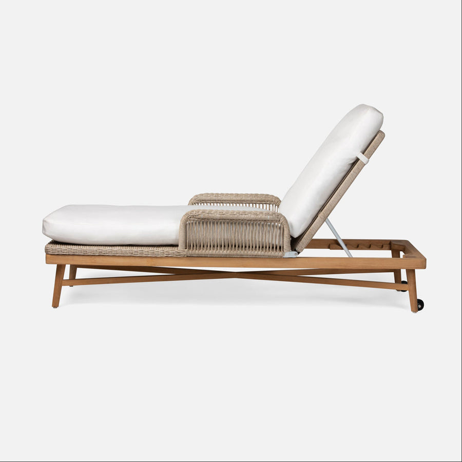 Made Goods Hendrick Teak Outdoor Chaise Lounge in Havel Velvet