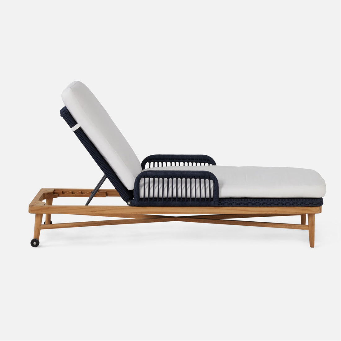 Made Goods Hendrick Teak Outdoor Chaise Lounge in Alsek Fabric